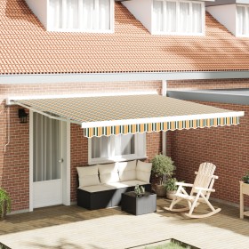 Toldo Manual Retráctil Verde y Blanco 400x350 cm, Tela de Repuesto para Toldo de 4x3.5 m Verde y Blanco by , Awnings - Ref: F...