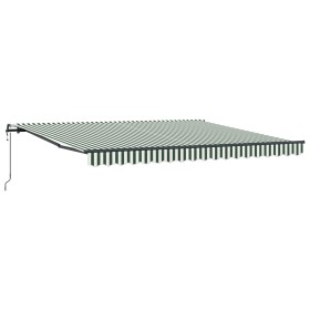 Toldo Retráctil Automático Verde y Blanco 400x350 cm, Tejido de repuesto para el toldo con marco de 4x3.5 m Verde y Blanco by...
