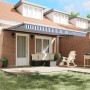 Toldo retráctil automático azul y blanco 450x300 cm | Foro24.es | Tu tienda online para hogar, jardín y más Foro24.es
