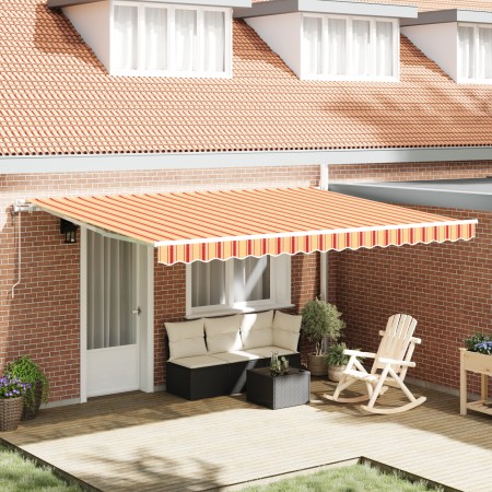 Toldo Retráctil Automático Amarillo y Naranja 450x300 cm by , Awnings - Ref: Foro24-3330901, Price: 434,62 €, Discount: %
