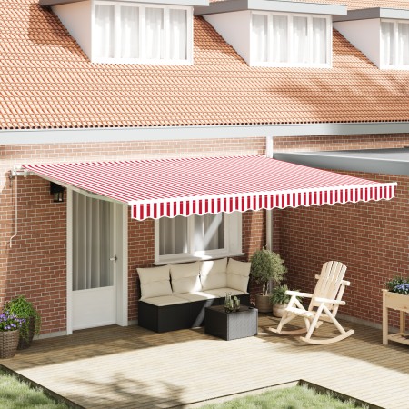 Toldo Retráctil Automático Rayas Rojas y Blancas 450x300 cm | Foro24.es | Tu tienda online para hogar, jardín y más Foro24.es
