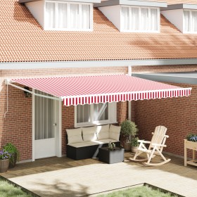 Toldo Retráctil Manual Rayas Rojas y Blancas 450x300 cm by , Awnings - Ref: Foro24-3330921, Price: 321,38 €, Discount: %