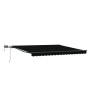 Toldo Retráctil Manual con LED Negro 450x300 cm, Tela de Reemplazo para Toldo de 4.5x3 m Negro by , Awnings - Ref: Foro24-333...