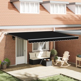 Toldo Retráctil Automático con LED Negro 450x300 cm, Tela de Reposición para Toldo para Marco de 4.5x3 m Negro by , Awnings -...