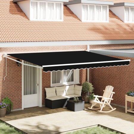 Toldo retráctil automático Negro 450x300 cm, Tela de repuesto para toldo para marco de 4.5x3 m Negro by , Awnings - Ref: Foro...