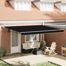 Toldo Retráctil Manual Negro 450x300 cm, Funda de
