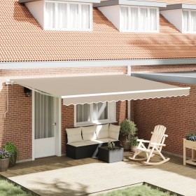 Toldo manual retráctil Beige 450x300 cm, Tela de repuesto para toldo de marco de 4.5x3 m Beige by , Awnings - Ref: Foro24-333...