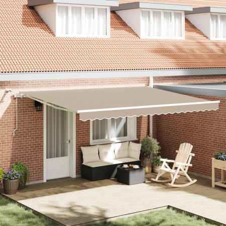 Toldo Retráctil Automático con LED Beige 450x300 cm, Tela para Toldo de Reemplazo para Estructura de 4.5x3 m Beige by , Awnin...