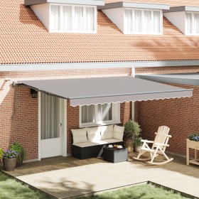 Toldo retráctil automático con LED gris claro