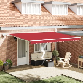 Toldo Retráctil Manual con LED Rojo 450x300 cm, VidaXL Tela de Reemplazo para Toldo de 4,5x3 m Rojo by , Awnings - Ref: Foro2...