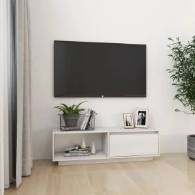 Mueble de TV de madera maciza de pino blanco 110x30x33,5 cm de vidaXL, Muebles TV - Ref: Foro24-809889, Precio: 61,14 €, Desc...