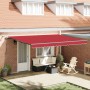Toldo Retráctil Automático con LED Rojo 450x300 cm, Tela de Repuesto para Toldo de 4,5x3 m Marco Rojo by , Awnings - Ref: For...