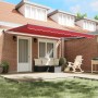 Toldo Retráctil Automático Rojo 450x300 cm, Tejido de Repuesto