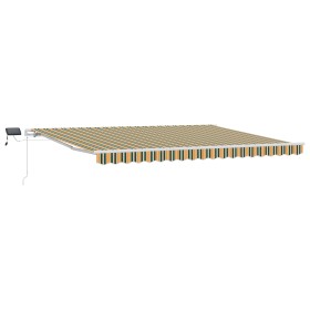 Toldo manual retráctil con LED en verde y amarillo, 450x300 cm, Tela de repuesto para toldo de 4.5x3 m en verde y amarillo by...