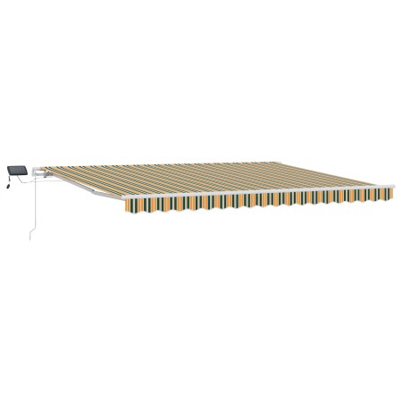 Toldo manual retráctil con LED en verde y amarillo, 450x300 cm, Tela de repuesto para toldo de 4.5x3 m en verde y amarillo by...