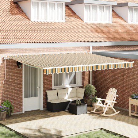 Toldo Retráctil Automático Verde y Amarillo 450x300 cm,  Tela de Reemplazo para Toldo de 4.5x3 m Marco Verde y Amarillo | Foro24.es | Tu tienda online para hogar, jardín y más Foro24.es