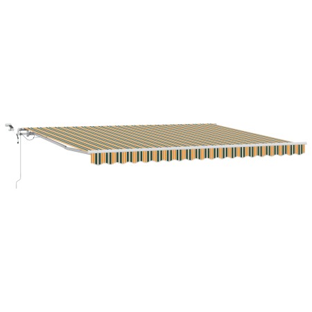 Toldo retráctil automático con LED verde y amarillo 450x300 cm, Funda de toldo para marco de 4.5x3 m verde y amarillo by , Aw...
