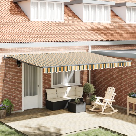 Toldo Retráctil Automático  Verde y Amarillo 450x300 cm, Tela de Reemplazo para Toldo  de 4.5x3 m Verde y Amarillo | Foro24.es | Tu tienda online para hogar, jardín y más Foro24.es