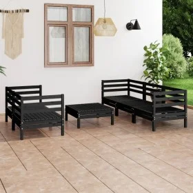 Garden furniture set 6 pieces black solid pine wood by vidaXL, Garden sets - Ref: Foro24-3082476, Price: 319,39 €, Discount: %