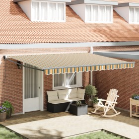 Toldo Retráctil Manual Verde y Amarillo 450x300