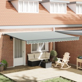 Toldo Manual Retráctil Verde y Blanco 450x300 cm, Tela de repuesto para Toldo para estructura de 4.5x3 m Verde y Blanco by , ...