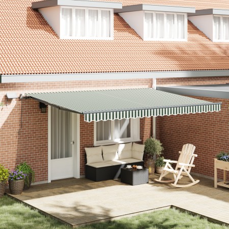 Toldo Retráctil Manual con LED Verde y Blanco 450x300 cm,  Tela de Repuesto para Toldo de 4,5x3 m Marco Verde y Blanco | Foro24.es | Tu tienda online para hogar, jardín y más Foro24.es