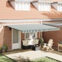 Toldo Retráctil Automático con LED Verde y Blanco 450x300 cm, Toldo de Reemplazo para Marco de 4,5x3 m Verde y Blanco by , Aw...