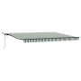 Toldo Retráctil Automático con LED Verde y Blanco 450x300 cm, Toldo de Reemplazo para Marco de 4,5x3 m Verde y Blanco by , Aw...