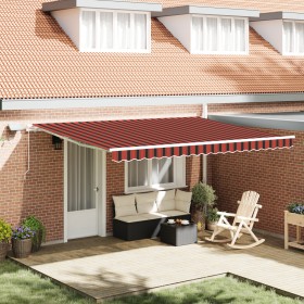 Toldo Retráctil Manual con LED Naranja y Marrón
