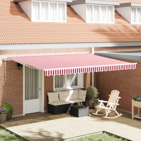 Toldo retráctil automático Rayas Rojas y Blancas 450x350 cm by , Awnings - Ref: Foro24-3331099, Price: 579,75 €, Discount: %