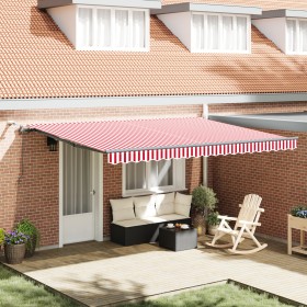 Toldo Retráctil Automático con LED Rayas Rojas y Blancas 450x350 cm by , Awnings - Ref: Foro24-3331104, Price: 642,82 €, Disc...
