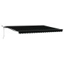 Toldo Retráctil Automático con LED Negro 450x350 cm, Tela de Reemplazo para Toldos de 4,5x3,5 m Marco Negro by , Awnings - Re...
