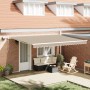 Toldo manual retráctil con LED Beige 450x350 cm, Tela de reemplazo para toldo de 4.5x3.5 m Beige by , Awnings - Ref: Foro24-3...