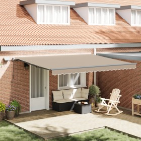 Toldo Manual Retráctil con LED Beige 450x350 cm, Tela de Repuesto para Toldo de 4.5x3.5 m Beige by , Awnings - Ref: Foro24-33...