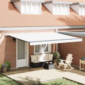 Toldo Retráctil Automático con LED Blanco 450x350 cm, Tela de Repuesto para Toldo para Marco de 4.5x3.5 m Blanco by , Awnings...