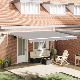 Toldo Retráctil Manual con LED Gris Claro 450x350 cm, Tela de Reemplazo para Toldo para Marco de 4.5x3.5 m Gris Claro by , Aw...