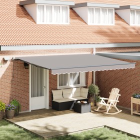 Toldo Retráctil Manual con LED Gris Claro 450x350