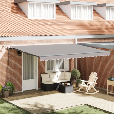 Toldo Retráctil Automático con LED Gris Claro 450x350 cm, Tela de Repuesto para Toldo de 4.5x3.5 m Marco Gris Claro by , Awni...
