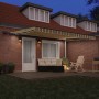 Toldo manual retráctil con LED verde y amarillo 450x350 cm, Tela de repuesto para toldo de 4.5x3.5 m marco verde y amarillo b...