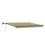 Toldo manual retráctil con LED verde y amarillo 450x350 cm, Tela de repuesto para toldo de 4.5x3.5 m marco verde y amarillo b...