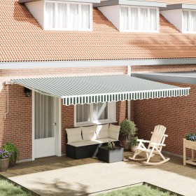 Toldo Retráctil Automático Verde y Blanco 450x350