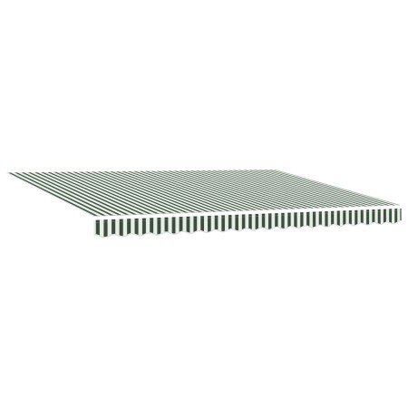 Toldo Retráctil Manual con LED Verde y Blanco 450x350 cm, Tela de Recambio para Toldo para Marco de 4,5x3,5 m Verde y Blanco ...
