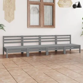 Gartenmöbel-Set 4-teilig aus massivem grauem Kiefernholz von vidaXL, Gartensets - Ref: Foro24-3082484, Preis: 198,97 €, Rabat...