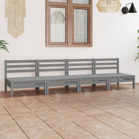 Gartenmöbel-Set 4-teilig aus massivem grauem Kiefernholz von vidaXL, Gartensets - Ref: Foro24-3082484, Preis: 201,59 €, Rabat...