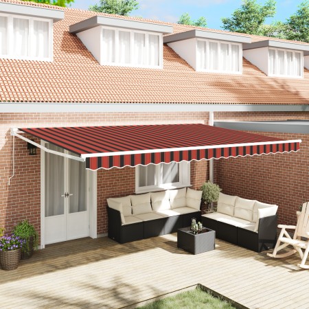 Toldo Retráctil Manual Naranja y Marrón 500x300 cm by , Awnings - Ref: Foro24-3331227, Price: 337,48 €, Discount: %