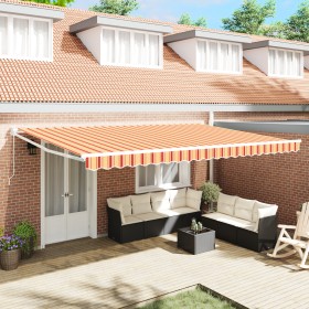 Toldo retráctil manual Naranja y Blanco 500x300 cm by , Awnings - Ref: Foro24-3331251, Price: 329,59 €, Discount: %