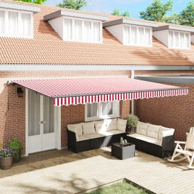 Toldo Retráctil Manual Rayas Rojas y Blancas 500x300 cm by , Awnings - Ref: Foro24-3331265, Price: 455,17 €, Discount: %