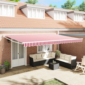 Toldo Retráctil Manual Rayas Rojas y Blancas