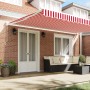 Toldo Retráctil Manual Rayas Rojas y Blancas 500x300 cm by , Awnings - Ref: Foro24-3331269, Price: 339,95 €, Discount: %