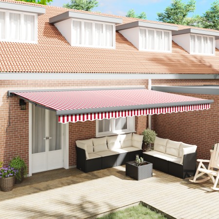 Toldo Retráctil Rojo y Blanco Rayado 500x300 cm | Foro24.es | Tu tienda online para hogar, jardín y más Foro24.es